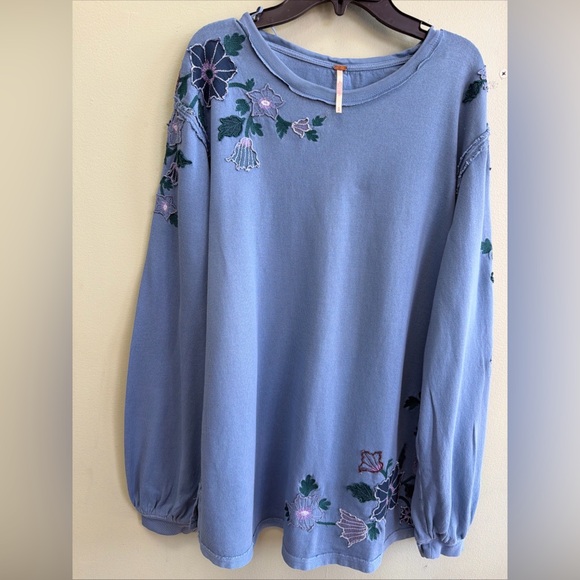 Free People Violet Vines Embroidered Floral Long Sleeve Top - Picture 6 of 9